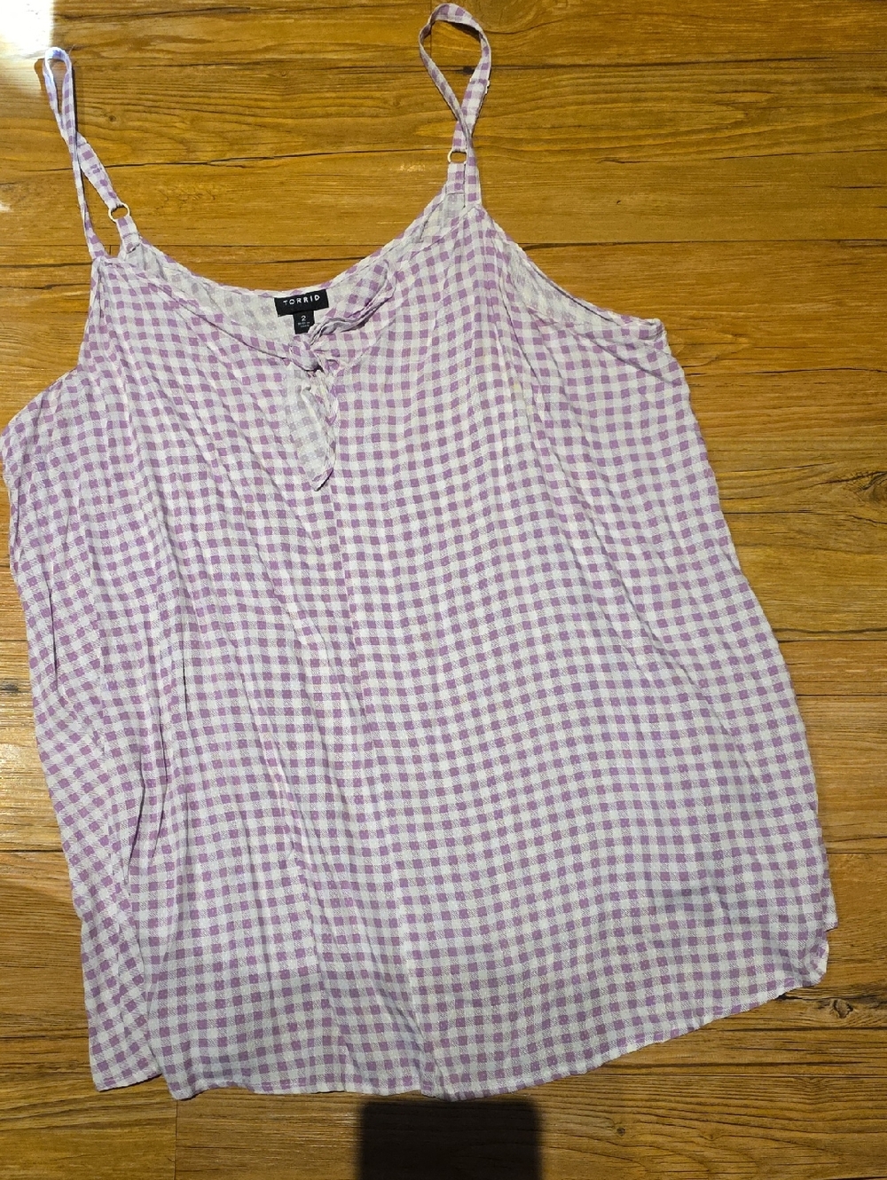 torrid Lavender and White Gingham Adjustable-Strap Tank